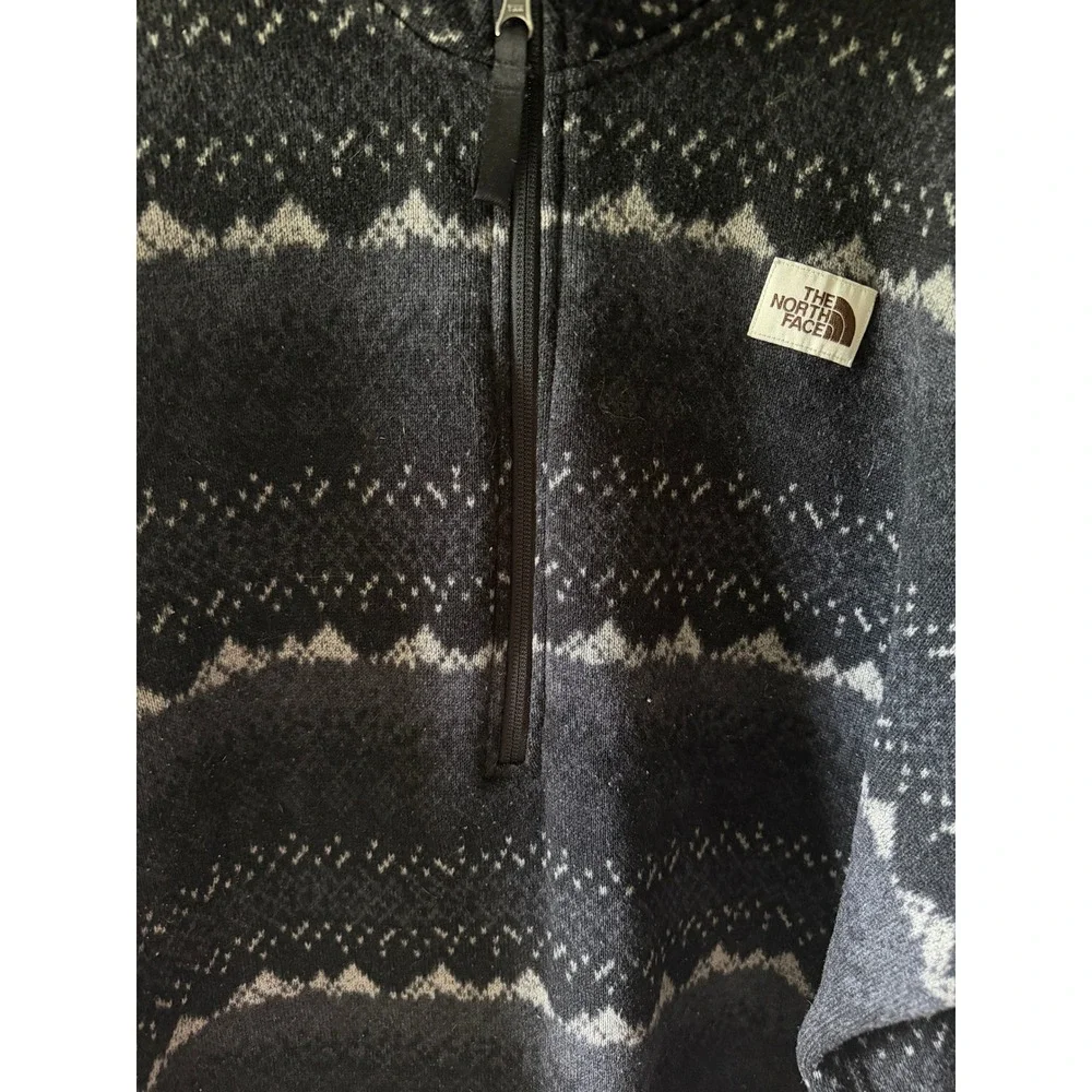 The North Face Mens XXL Gray Fair Isle Mountain 1/4 Zip Fleece Pullover Sweater